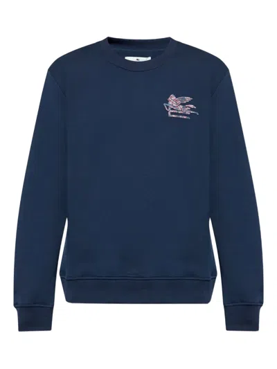 Etro Paisley Print Pegaso Sweatshirt In Blue