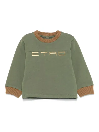 Etro Babies' Logo-embroidered Sweatshirt In Green