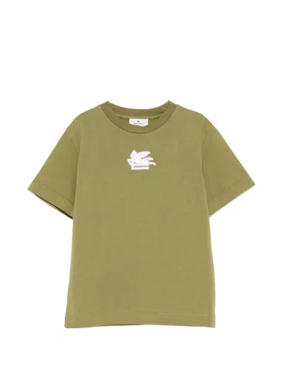 Etro Kids' Logo-embroidered T-shirt In Green