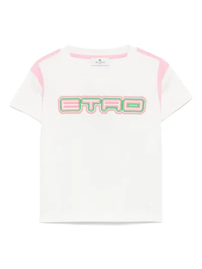 Etro Kids' Logo-embroidered T-shirt In White