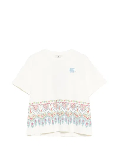 Etro Kids' Logo-embroidered T-shirt In White
