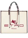 Etro Logo Embroidered Top Handle Tote Bag In Neutrals
