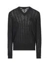 ETRO LOGO-EMBROIDERED V-NECK KNITTED JUMPER