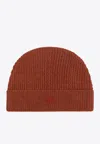 Etro Logo-embroidered Wool And Cashmere Beanie In Brown
