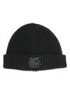 Etro Logo-embroidered Wool Beanie In Black