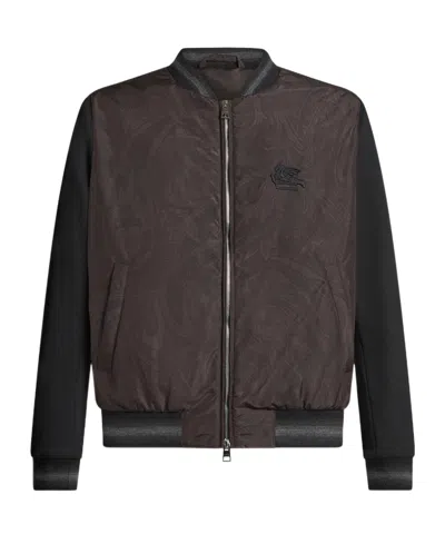 ETRO ETRO LOGO-EMBROIDERED ZIPPED BOMBER JACKET