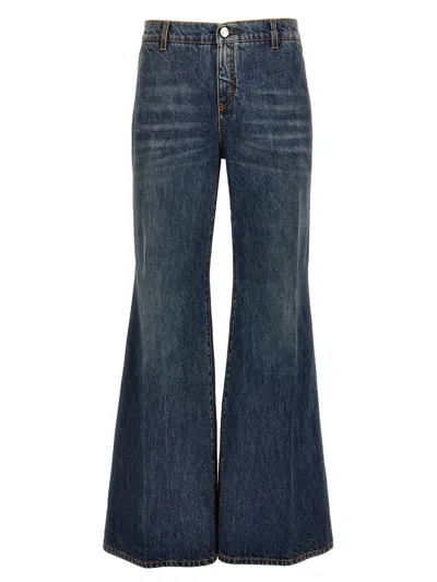 Etro Logo Embroidery Flared Jeans In Blue