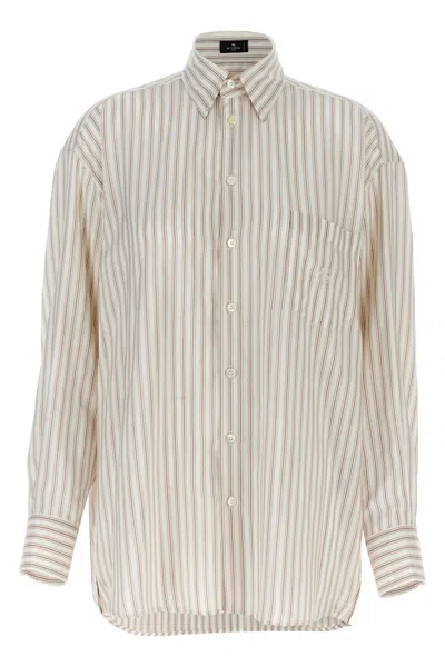 ETRO ETRO LOGO EMBROIDERY STRIPED SHIRT