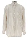 Etro Multicolor Logo Embroidery Striped Shirt In Brown