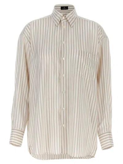 ETRO ETRO LOGO EMBROIDERY STRIPED SHIRT