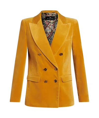 Etro Logo-engraved Button-down Suit Coat In Orange