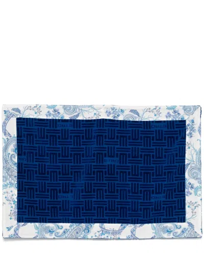 Etro Logo-flocked Batch Towel (87cm X 59cm) In Blue