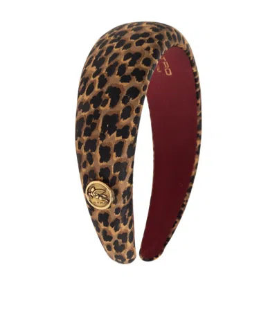 Etro Leopard-print Padded Headband In Brown
