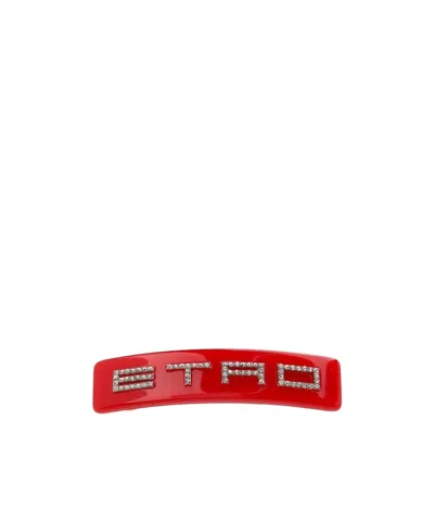 Etro Logo Hairpin In Red
