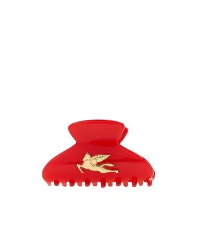 Etro Logo Hairpin In Red