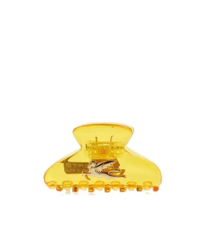 Etro Logo Hairpin In Yellow