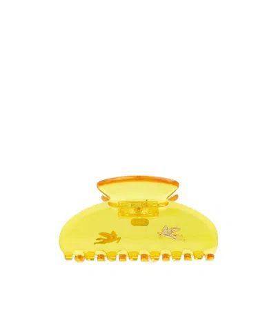 Etro Logo Hairpin In Yellow