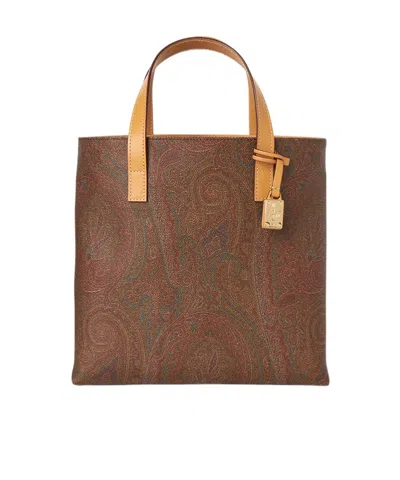 Etro Logo Handbag In Brown