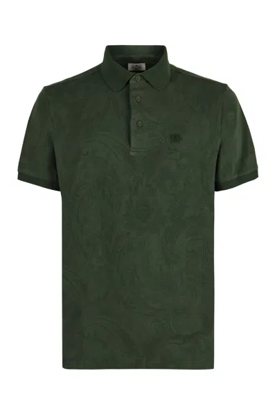 Etro Logo Jacquard Polo Shirt In Green