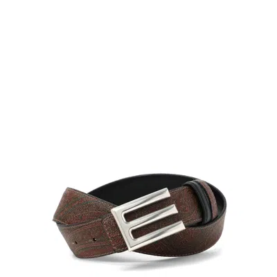 Etro Logo Leather Belt For Fw24 In Gold