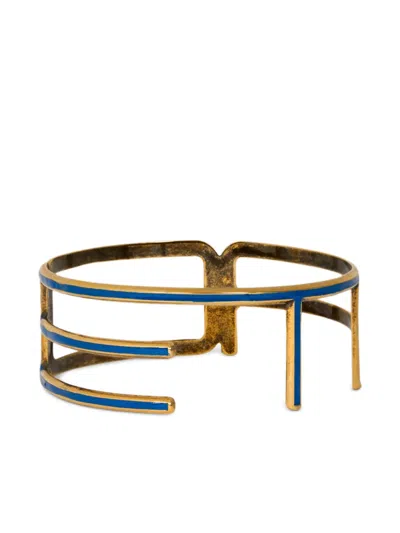 Etro Logo-lettering Bangle Bracelet In Gold