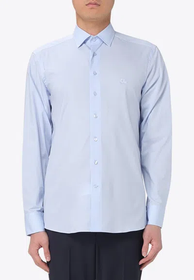 Etro Logo Long-sleeved Shirt In Gnawed Blue