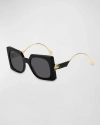 Etro Logo Mixed-media Square Sunglasses In 0807 Black Ir
