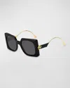 Etro Logo Mixed-media Square Sunglasses In Black