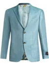 Etro Logo Patch Blazer In Blue