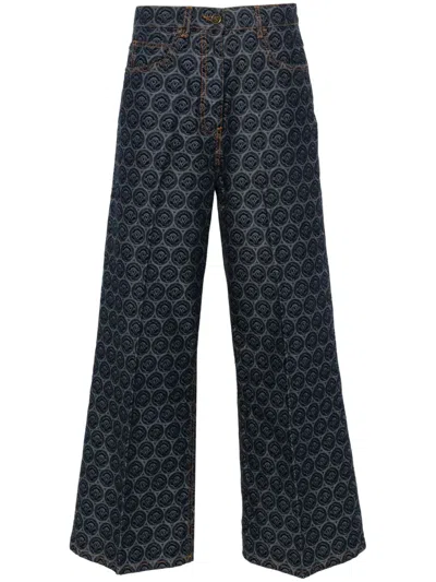 Etro Logo-patch Cotton Jeans In Blue