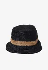 Etro Logo-patch Raffia Hat In Black