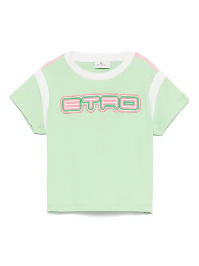 Etro Kids' T-shirt Mit Logo-patch In Grün