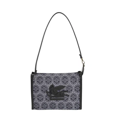 Etro Logo Pattern Shoulder Bag In Black