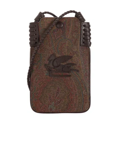 Etro Logo Phone Case In Brown
