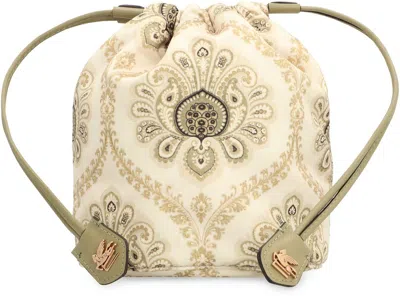 Etro Logo Plaque Floral Printed Clutch Bag In Neutral