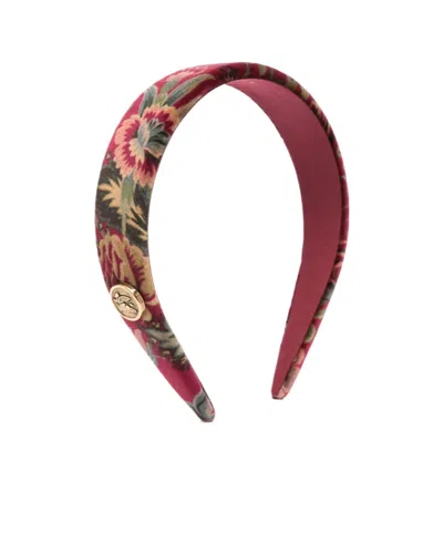 Etro Logo Plaque Headband In Red