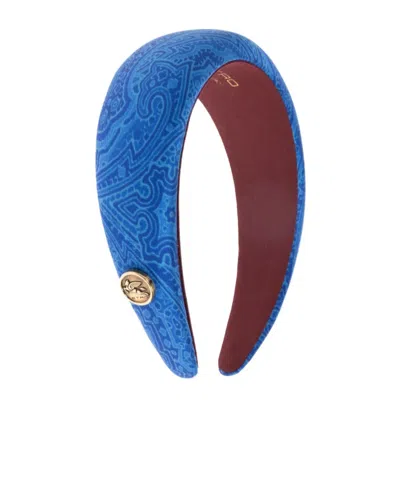 Etro Logo Plaque Headband In Blue