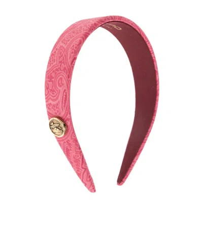 Etro Logo Plaque Headband In Pink