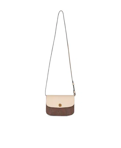 Etro Logo-plaque Paisley-print Shoulder Bag In Nude