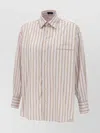 Etro Logo Pocket Striped Cotton Shirt In Nude