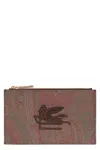 Etro Logo Print Flat Pouch In Brown