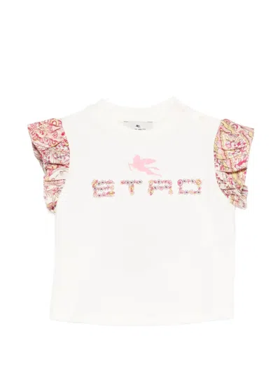 Etro Babies' Logo-print Floral T-shirt In Neutral