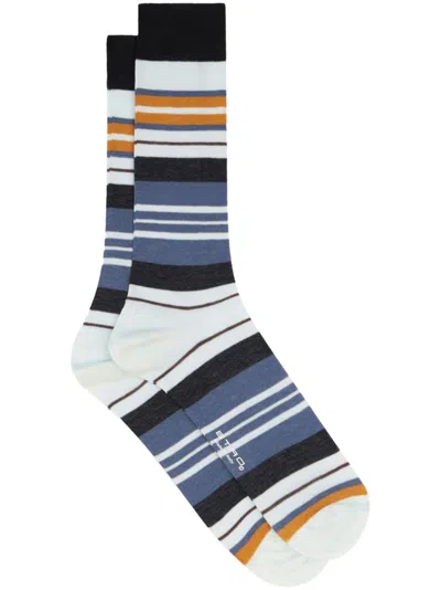 Etro Logo-print Striped Socks In Blue
