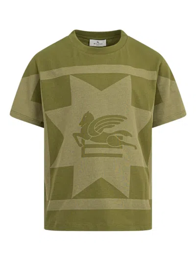 Etro Kids' Logo-print T-shirt In Green