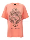 Etro Graphic Logo Lightweight T-shirt With Relaxed Fit In Pink