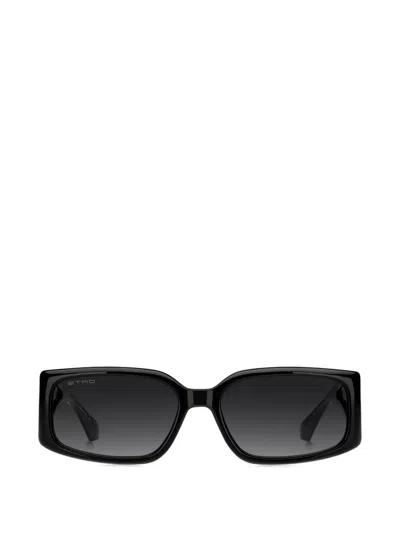 Etro Logo Rectangle Sunglasses In Black
