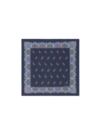 Etro Logo Scarf In Blue