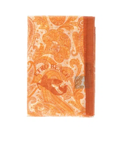 Etro Logo Scarf In Orange