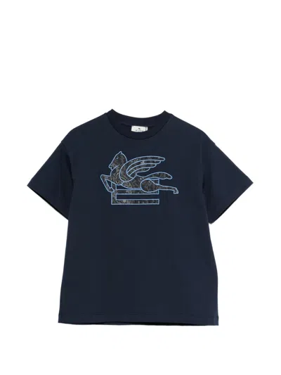 Etro Logo Short-sleeve T-shirt In Blue