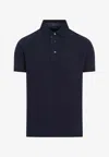 Etro Roma Printed Collar Polo In Navy